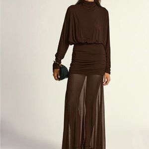 Commense Dark Brown Long Sleeve Dress (size: S)